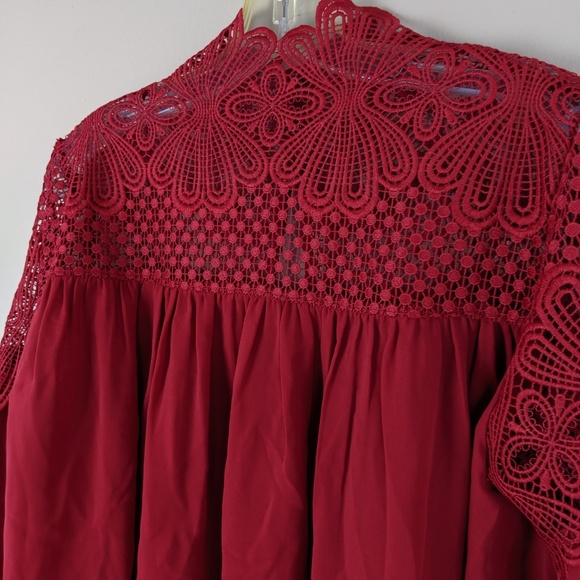 Boston Proper | Red Long Sleeve Blouse - H9 - Picture 3 of 8